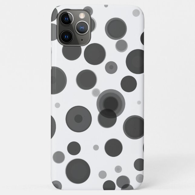 Capa Para iPhone 11 Pro Max Preto Branco Cinza Moderno Bolhas de Bolinhas Mini (Verso)