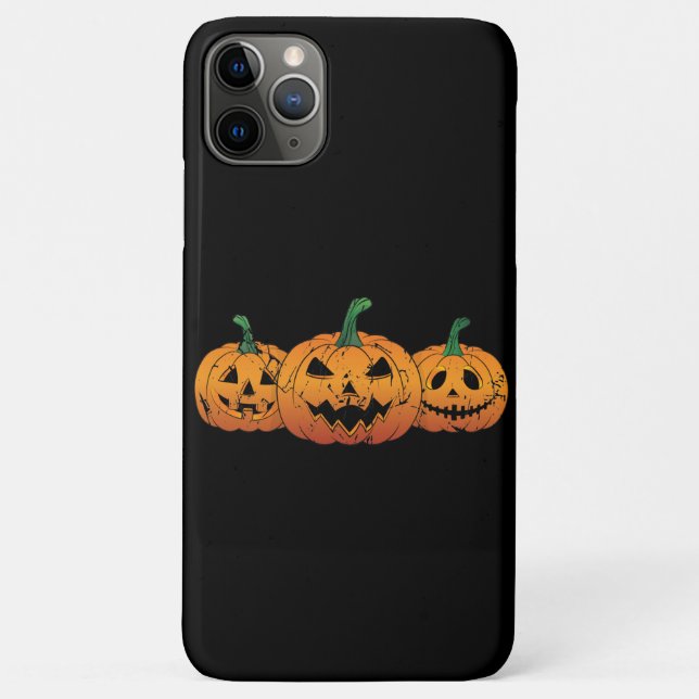 Capa Para iPhone 11 Pro Max Pumpkins Halloween Jack O Lantern Spooky (Verso)