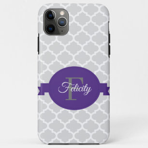 Capa Para iPhone 11 Pro Max Quatrefoil Roxo Personalizado