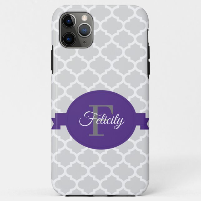 Capa Para iPhone 11 Pro Max Quatrefoil Roxo Personalizado (Verso)