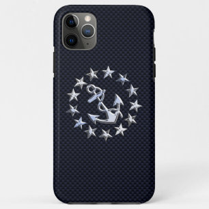 Capa Para iPhone 11 Pro Max Racy Carbon Fibra Náutica Chrome Yacht Flag Impres