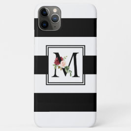 Capa Para iPhone 11 Pro Max Râguebi preto-e-branco Stribi Monograma inicial M