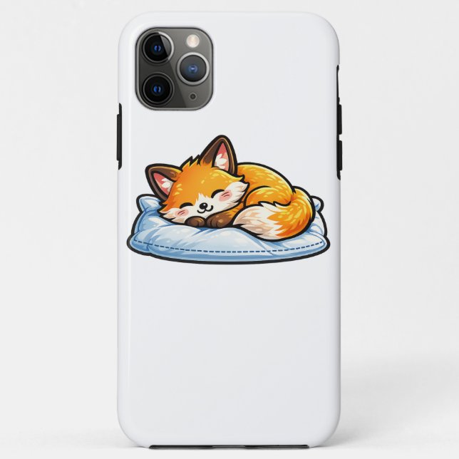 Capa Para iPhone 11 Pro Max Rapariga Raposa Adormecida na Almofada Fofa Kawaii (Verso)