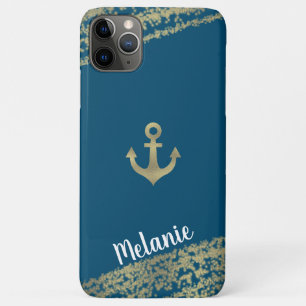 Capa Para iPhone 11 Pro Max Rebordos Dourados Sofisticados à Prova de Marinhei