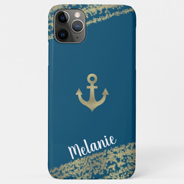 Capa Para iPhone 11 Pro Max Rebordos Dourados Sofisticados à Prova de Marinhei (Verso)