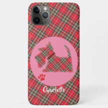 Red Tartan Xadrez Scottie Dog Cute Dog Personaliza