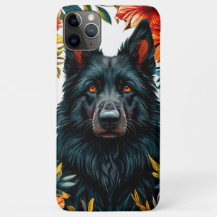 Capa Para iPhone 11 Pro Max 🐶 Retrato Elegante de Cachorro Preto Estilo Amant