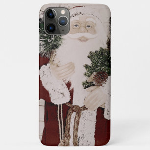 Capa Para iPhone 11 Pro Max Retrato Vintage do Papai Noel Festa de Natal