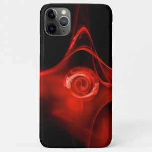 CAPA PARA iPhone 11 PRO MAX ROSA DE FRACTAL VERMELHO EM PRETO