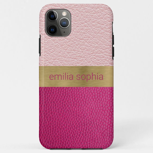 Capa Para iPhone 11 Pro Max Rosa e Fúcsia Personalizados (Verso)