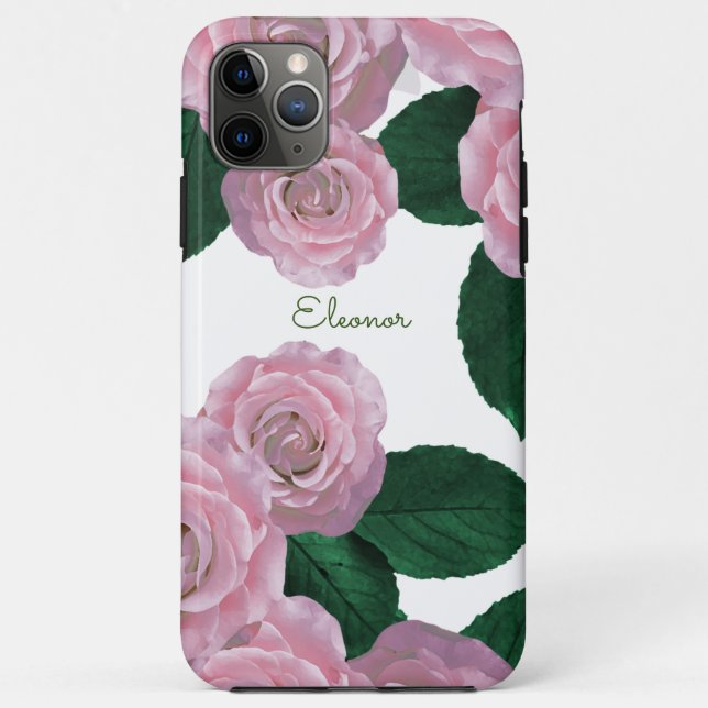 Capa Para iPhone 11 Pro Max Rosas Rosa (Verso)