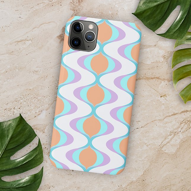Capa Para iPhone 11 Pro Max Roxo Pastel Laranja Água Azul Ogee Branco Ondas (Criador carregado)