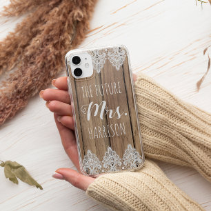 Capa Para iPhone 11 Pro Max Rustic Future Sra. Noivado Barn Wood and Lace