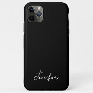 Capa Para iPhone 11 Pro Max Script de assinatura de nome personalizado preto m