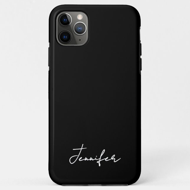 Capa Para iPhone 11 Pro Max Script de assinatura de nome personalizado preto m (Verso)
