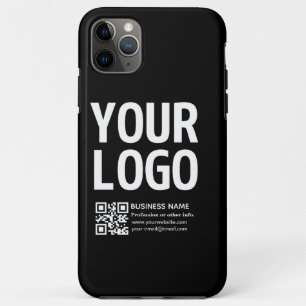 Capa Para iPhone 11 Pro Max Seu logotipo com código QR e texto editáveis