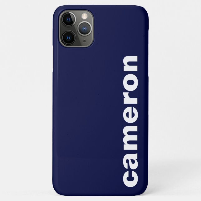 Capa Para iPhone 11 Pro Max Seu Nome Marinho Moderno (Verso)