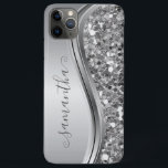 Capa Para iPhone 11 Pro Max Silver Sparkle Bling Manuscrito Personalizado<br><div class="desc">A design é uma foto e as capas não são feitas com brilho, sequências, metais ou madeiras. Este design também está disponível em outros modelos de telefone. Escolha Tipo de dispositivo para ver outros iPhone, Samsung Galaxy ou Google capas. Alguns estilos podem ser alterados selecionando Estilo se essa for uma...</div>