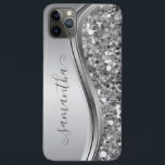 Capa Para iPhone 11 Pro Max Silver Sparkle Bling Manuscrito Personalizado<br><div class="desc">A design é uma foto e as capas não são feitas com brilho, sequências, metais ou madeiras. Este design também está disponível em outros modelos de telefone. Escolha Tipo de dispositivo para ver outros iPhone, Samsung Galaxy ou Google capas. Alguns estilos podem ser alterados selecionando Estilo se essa for uma...</div>