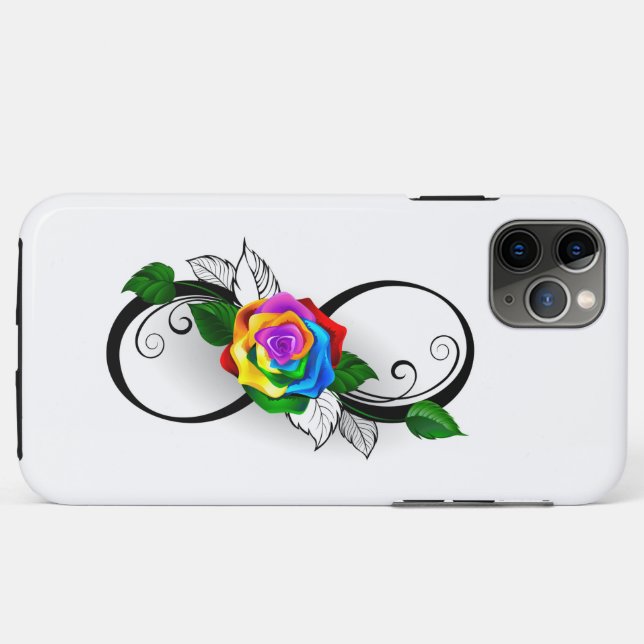 Capa Para iPhone 11 Pro Max Símbolo Infinito com Rosa do Arco-Íris (Verso (horizontal))