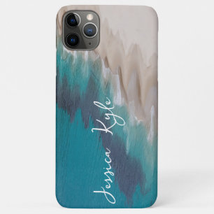 Capa Para iPhone 11 Pro Max Simples Elegante Blue Beach Typografia