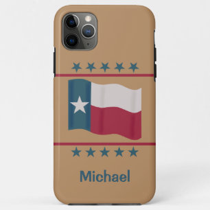 Capa Para iPhone 11 Pro Max Sinalizador do Texas Lone Star Nome Vermelho Perso