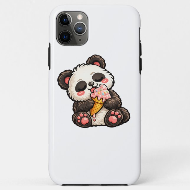 Capa Para iPhone 11 Pro Max Sorvete de Panda Fofo (Verso)