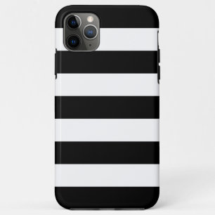 Capa Para iPhone 11 Pro Max Stripes Horizontais Pretas E Brancas