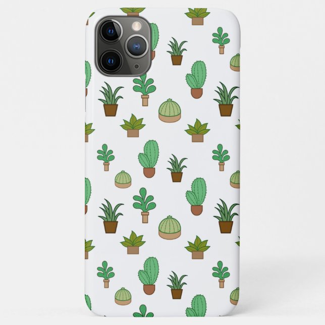 Capa Para iPhone 11 Pro Max Suculentes e cactus ilustrados e bonitos (Verso)