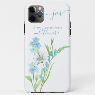 Capa Para iPhone 11 Pro Max Supõe que ela é um monograma azul de flor selvagem