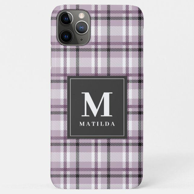 Capa Para iPhone 11 Pro Max Tartan monograma xadrez (Verso)