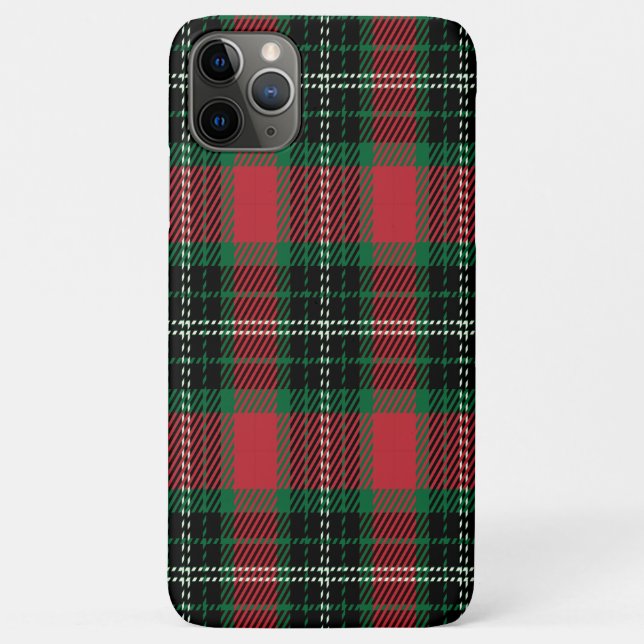 Capa Para iPhone 11 Pro Max Tartan Verde e Vermelho (Verso)