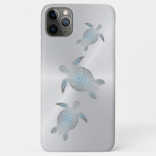 Capa Para iPhone 11 Pro Max Tartarugas Marinhas do Mar de Prata Costeiro (Verso)
