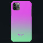 Capa Para iPhone 11 Pro Max Tecido rosa-quente e verde<br><div class="desc">Tendy ombre moderna com mistura de cor rosa-quente a verde gradual.</div>