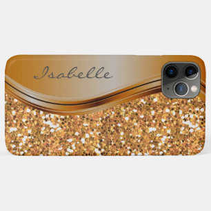 Capa Para iPhone 11 Pro Max Terra Cotta Sparkle Glam Bling Personalizado Metal
