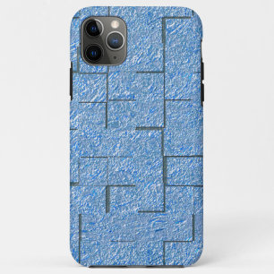 Capa Para iPhone 11 Pro Max Textura azul-silicone com efeito mosaico e alivio