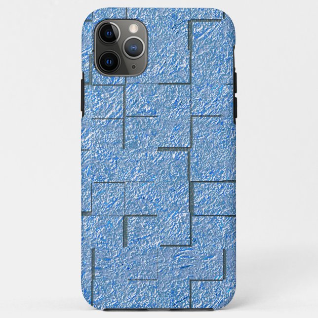 Capa Para iPhone 11 Pro Max Textura azul-silicone com efeito mosaico e alivio (Verso)