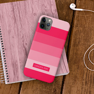 Capa Para iPhone 11 Pro Max Tiras de Arte Cor-de-Rosa Vermelha-Blush de Verão