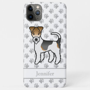 Capa Para iPhone 11 Pro Max Tricolor Wire Fox Terrier Cute Cartoon Dog & Name