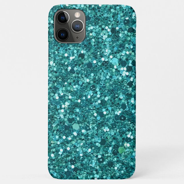 Capa Para iPhone 11 Pro Max Turquesa Bling, brilho e brilho (Verso)