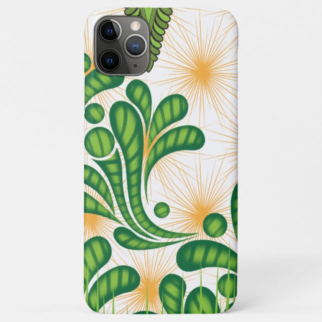 Capa Para iPhone 11 Pro Max Um padrão artístico verde e dourado representando  (Verso)