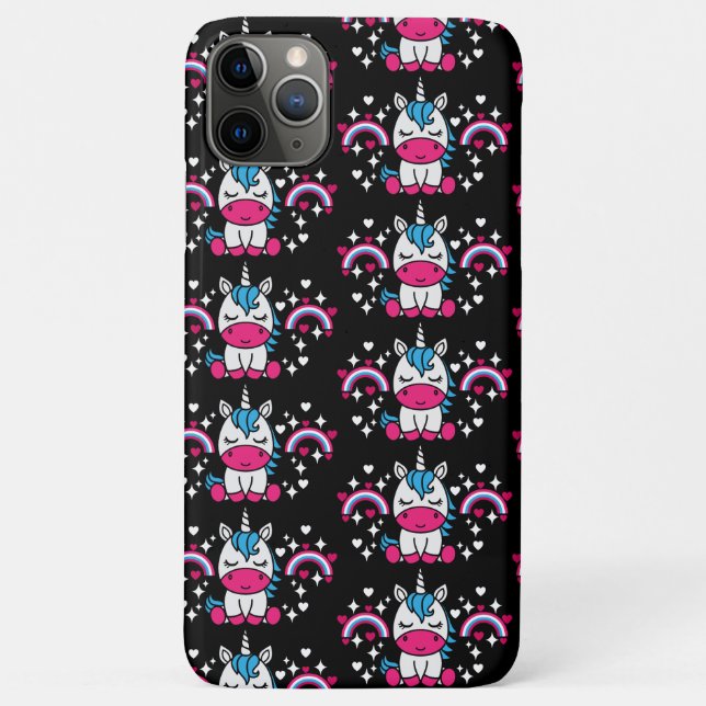 Capa Para iPhone 11 Pro Max Unicórnio Pônei de Meninas Pequenas (Verso)