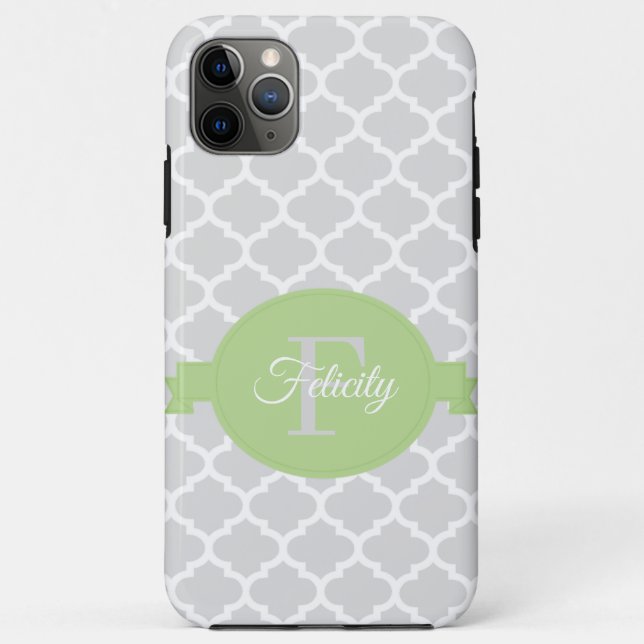 Capa Para iPhone 11 Pro Max Verde Quatrefoil Personalizado (Verso)