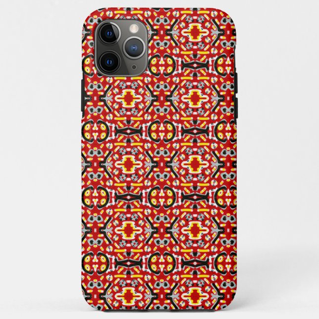 Capa Para iPhone 11 Pro Max Vibrant Tribal Fusion Geometric Symmetry Pattern (Verso)