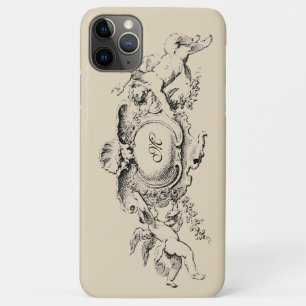 Capa Para iPhone 11 Pro Max Vintage Barroco Rococco Cherubs Monograma Modelo