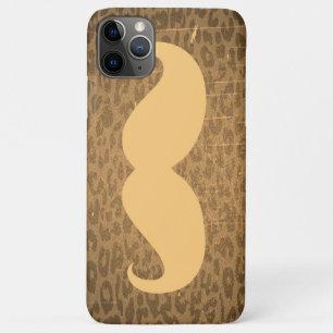 Capa Para iPhone 11 Pro Max Vintage Mustache sobre Leopardo
