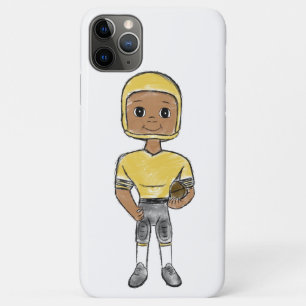 Capa Para iPhone 11 Pro Max vintage retro jogador de futebol negro amarelo sim