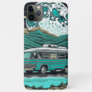 Capa Para iPhone 11 Pro Max Vintage Teal RV Camper nas Montanhas