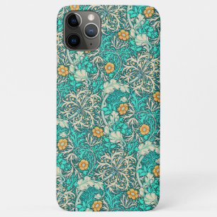 Capa Para iPhone 11 Pro Max Vintage William Morris Seaweed Pattern Turquoise
