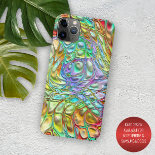Capa Para iPhone 11 Pro Max Violet Aqua Turquoise Orange Retro Swirls Art